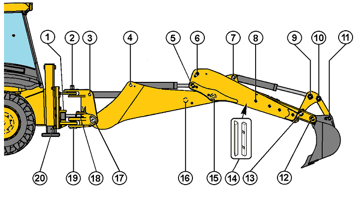 Запчасти к задней стреле на экскаватор-погрузчик JCB: 3CX, 3CX Super, 4CX